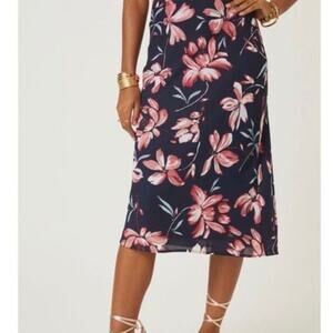ANTHROPOLOGIE Hutch Midi Skirt Floral Navy Size 6